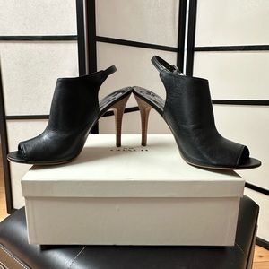 Coach Black Leather Open Toe Heels